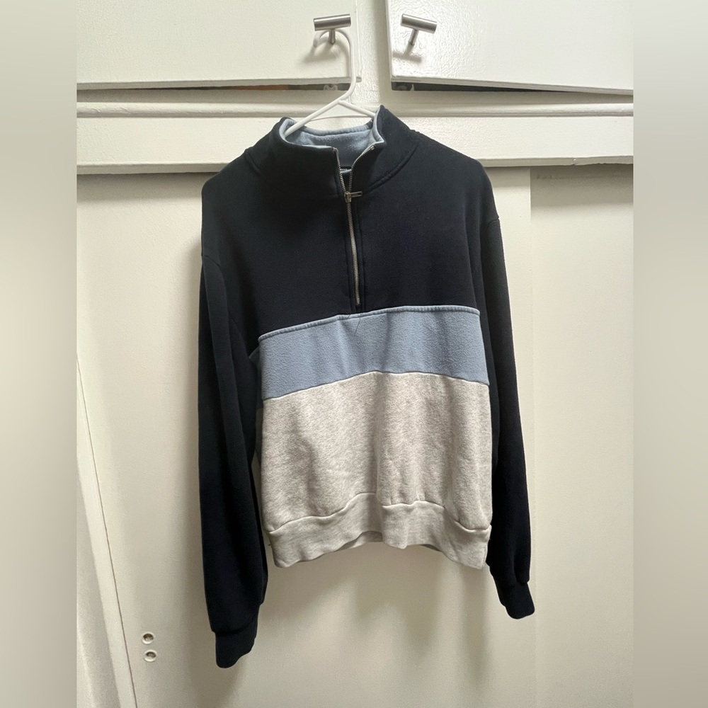 brandy melville striped quarter zip sweatshirt